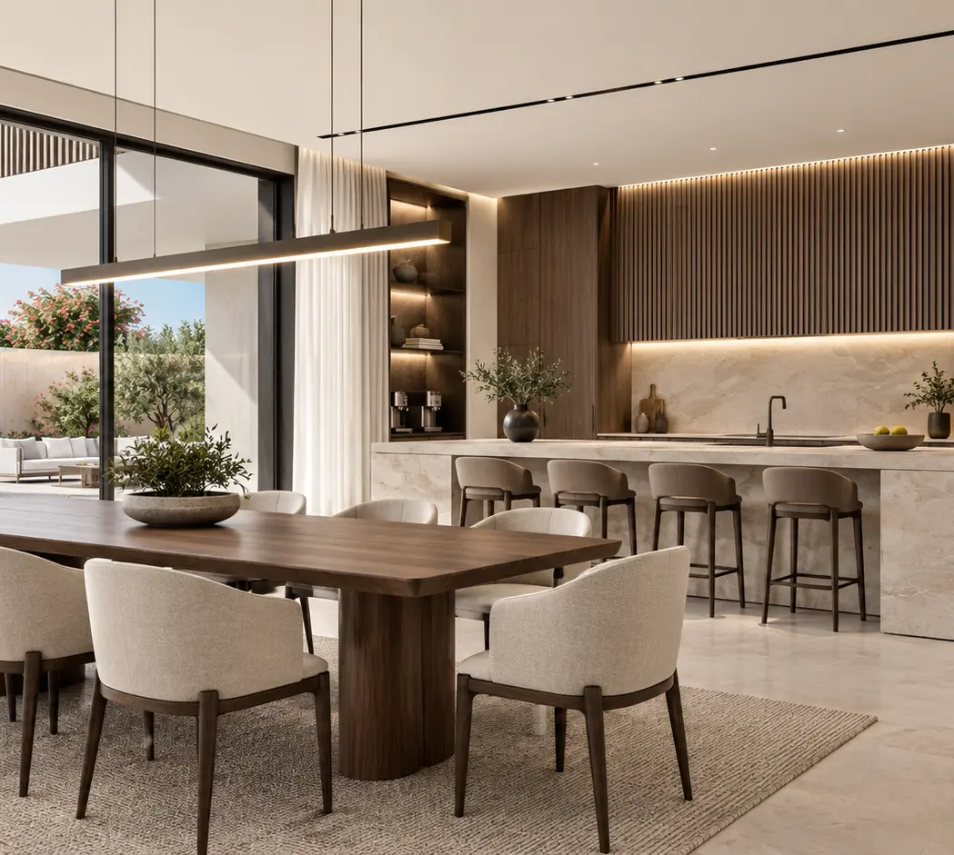 Dining and kitchen interior